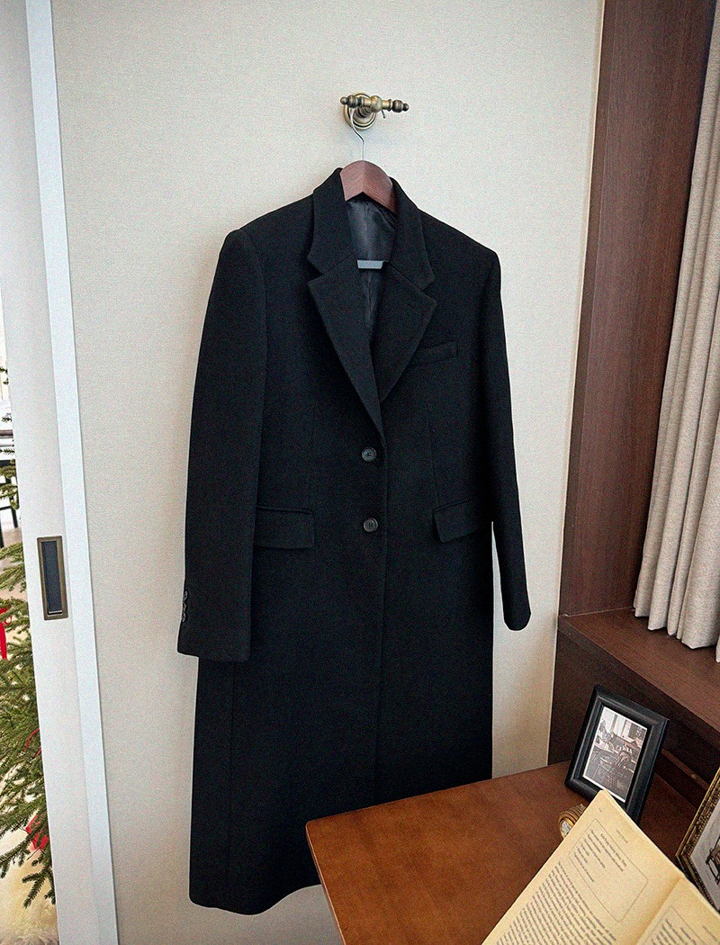 [100% Wool] Single tailored coat _  Black