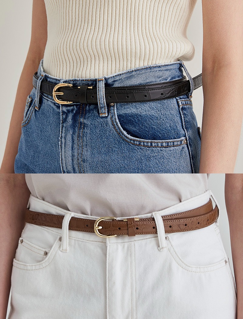 French mood  leather belt (블랙,카멜 2컬러)