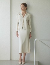 (세트/스커트+자켓) Kate set-up_Cream ivory (Cropped jacket &amp; side slit skirt)