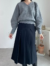 Volume Sleeve knit top _ Grey (60% Wool)